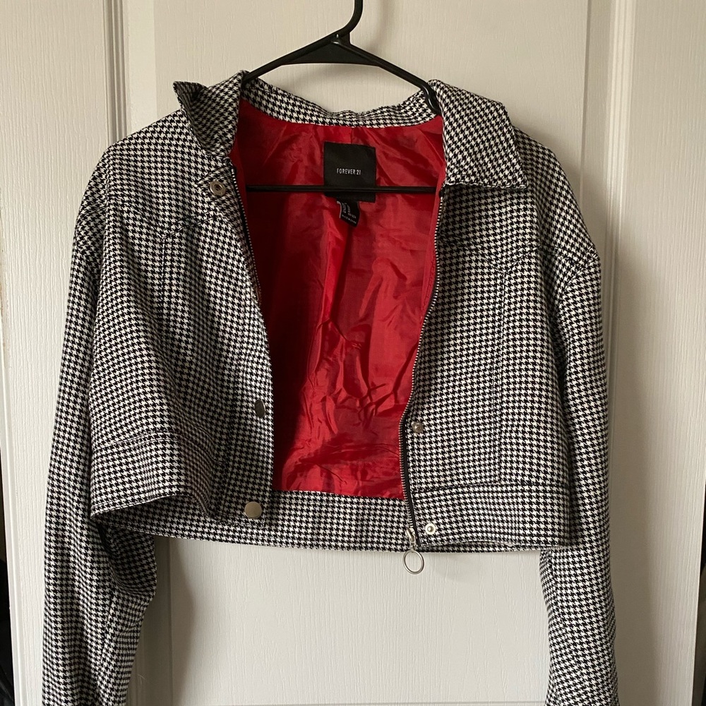 Forever 21 cropped jacket plaid